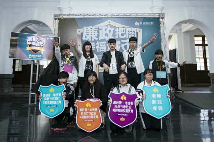 新竹市政府廉政志工107年協助辦理「廉政把關、幸福城市」記者會，展現維護公共工程品質決心與廉政行動力記者會照片